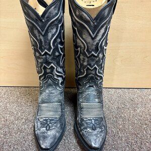 Laredo Womens Reva Snip Toe Cowboy Boot- Sanded Black